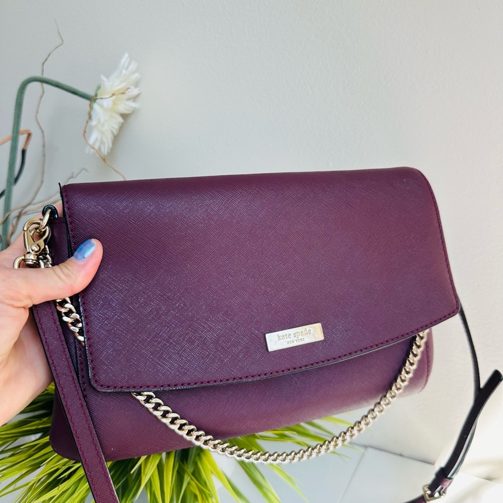 Kate Spade| Burgundy Crossbody Bag with Chain - Picture 12 of 12